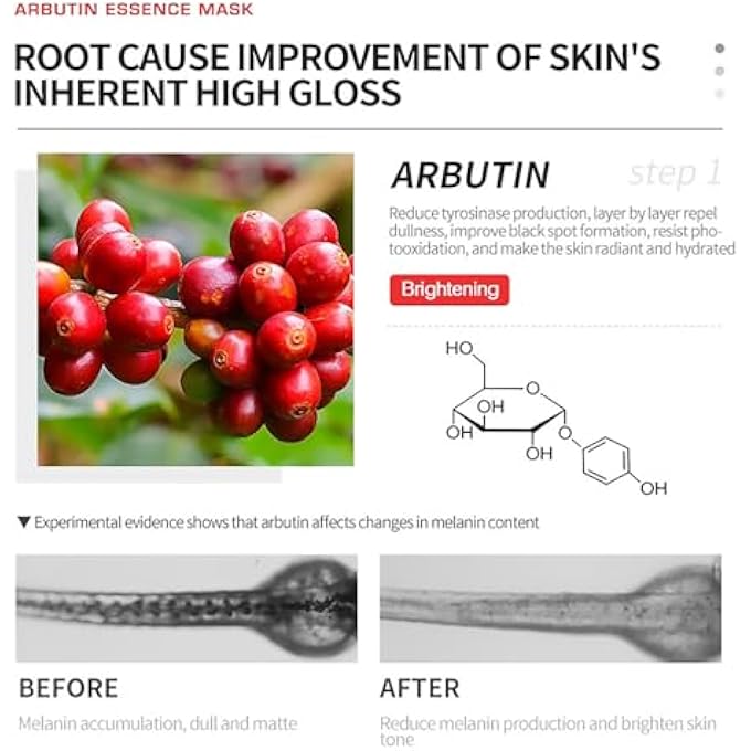 DELEVENTH KOREAN BRAND -ARBUTIN ESSENCE FACIAL MASK 30ML  5PCS / BRIGHTENS, HYDRATES, AND FIRMS SKIN, BALANCES SKIN MOISTURE AND OIL, REDUCES DARK SPOTS AND FINE LINES - Image 4